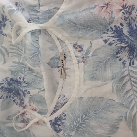 Valentina Naldi Blue Teal Tropical Floral Linen Dress | Small | Made in Italy - Picture 5 of 7